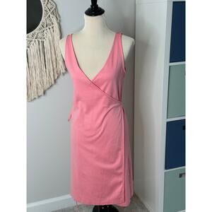 AYR 100% Pima Cotton Melon Pink Yowza Wrap Knee-Length Dress Small